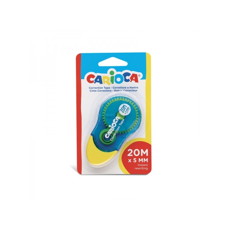 Correttore a nastro Carioca 20mx5mm - Ideale per qualsiasi tipo di carta - Colore bianco