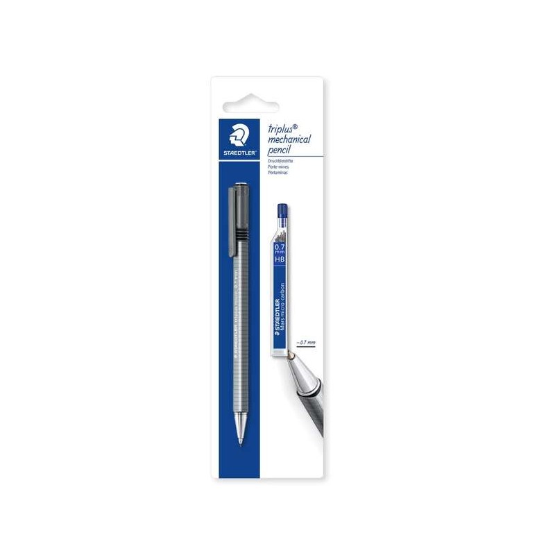 Staedtler Confezione da 1 matita meccanica Triplus Micro 774 0.7 mm + 1 tubo da 12 mina - Design ergonomico triangolare 