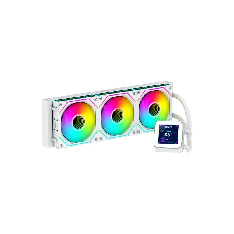 Kit di raffreddamento a liquido Abysm Oceanic LCD 360 ARGB - 3 ventole da 120 mm - Illuminazione ARGB - Display LCD da 2
