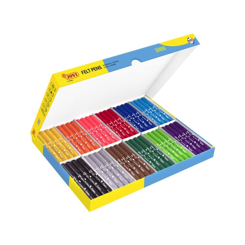 Penne a feltro Jovi School Pack 96 penne a feltro Jumbo - Punta resistente - Cappuccio ventilato - Impugnatura ergonomic