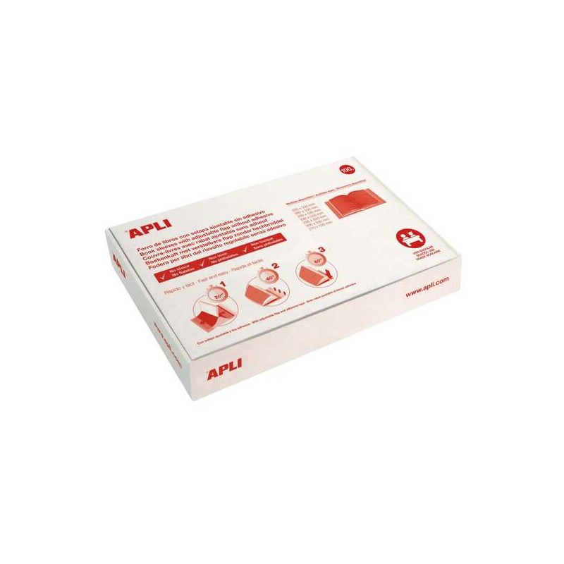 Apli Confezione da 100 copertine per libri 300 mm PVC 130 micron - Lembo autoregolabile - Facile foderatura in 3 fasi - 