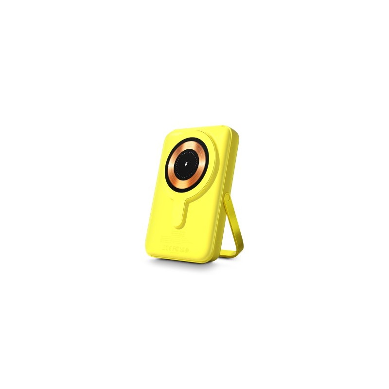 Urban Factory Magnee Powerbank Universale 10000mAh - Ingresso USB-C - Uscita USB-C. USB-A e Wireless - Colore giallo neo