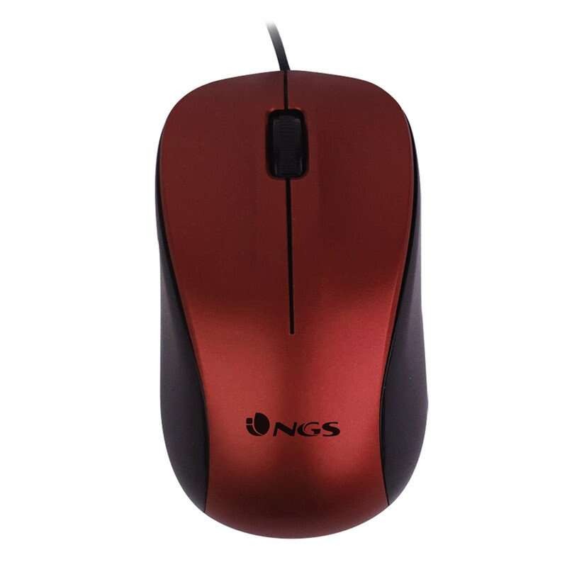 NGS Crew Mouse USB 1200dpi - 3 pulsanti - Uso ambidestro - Cavo da 1.30 m - Rosso/nero - Colore: Rosso/nero