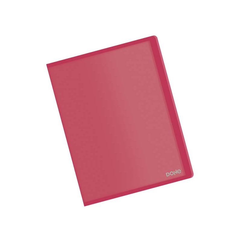 Cartella Dohe con 10 tasche A4 - Copertina flessibile in polipropilene - Tasche trasparenti saldate - Colore rosso