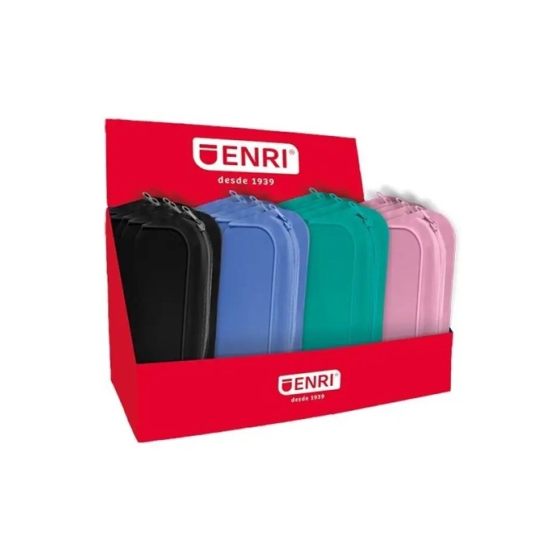 Espositore Enri da 20 astucci con 3 scomparti - Chiusura a cerniera - In poliestere - Colori assortiti