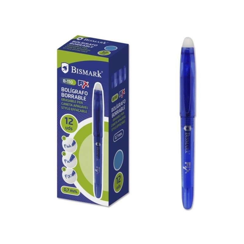 Penna a sfera cancellabile Bismark Fix - Punta fine 0.7 mm - Con cappuccio - Colore blu