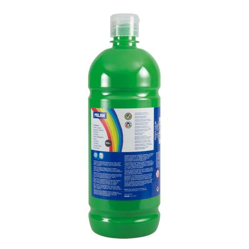 Bottiglia di tempera Milano 1000ml - Tappo dosatore - Asciugatura rapida - Miscelabile - Colore verde chiaro