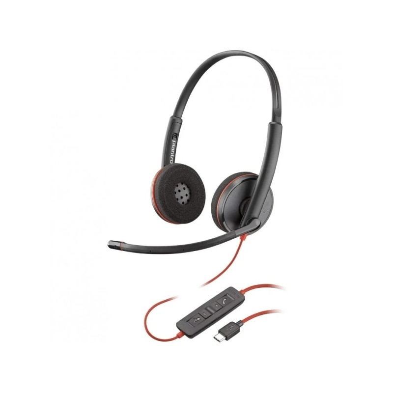 Plantronics/Poly Blackwire C5220 Cuffia USB-A con microfono - Cuscinetti auricolari imbottiti - Controlli sul cavo - Ner