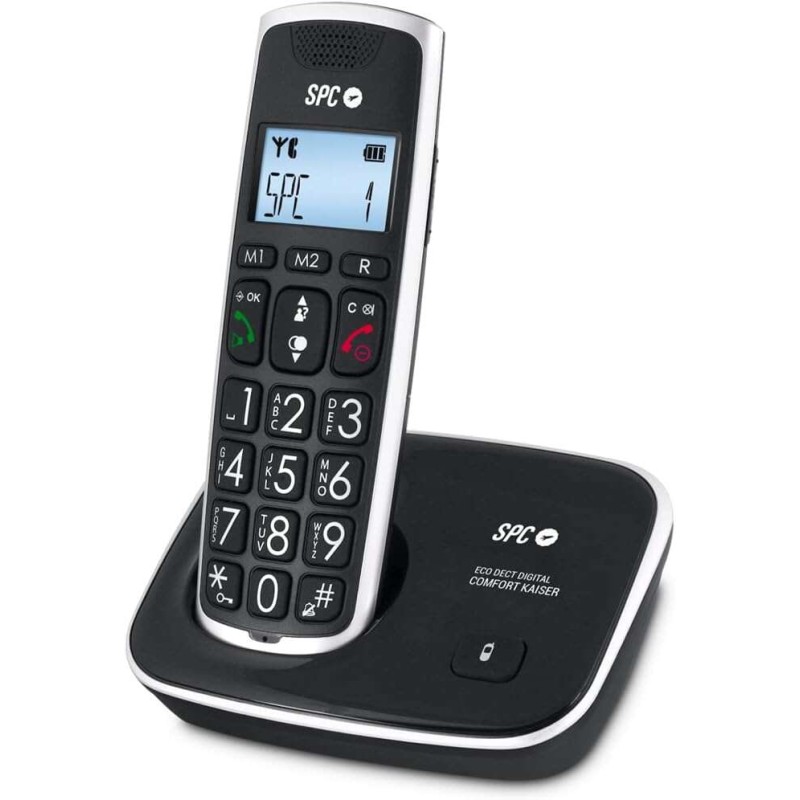 Telefono fisso cordless SPC Senior - Tasti e numeri sovradimensionati - Volume amplificato della cornetta - Rubrica e 2 