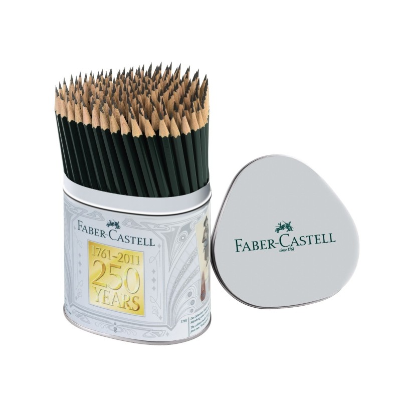 Faber-Castell Castell 9000. barattolo in metallo con 144 matite HB in grafite - mina resistente alla rottura - eco-compa