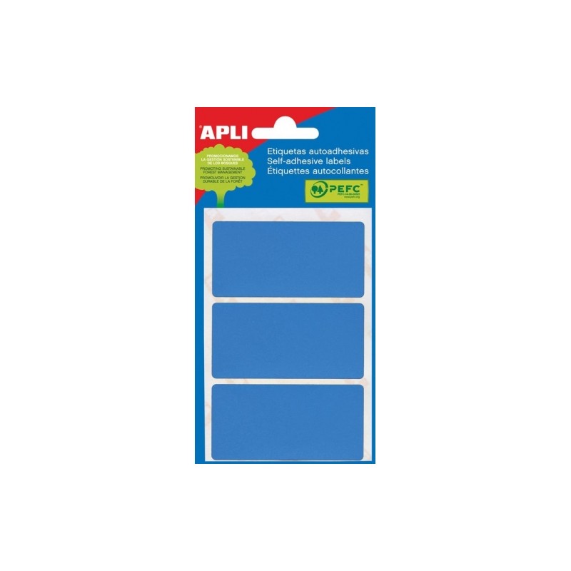 Apli Mini sacchetto di 15 etichette rettangolari 34x67 mm - 5 fogli per 3 etichette - Adesivo permanente - Bordo smussat