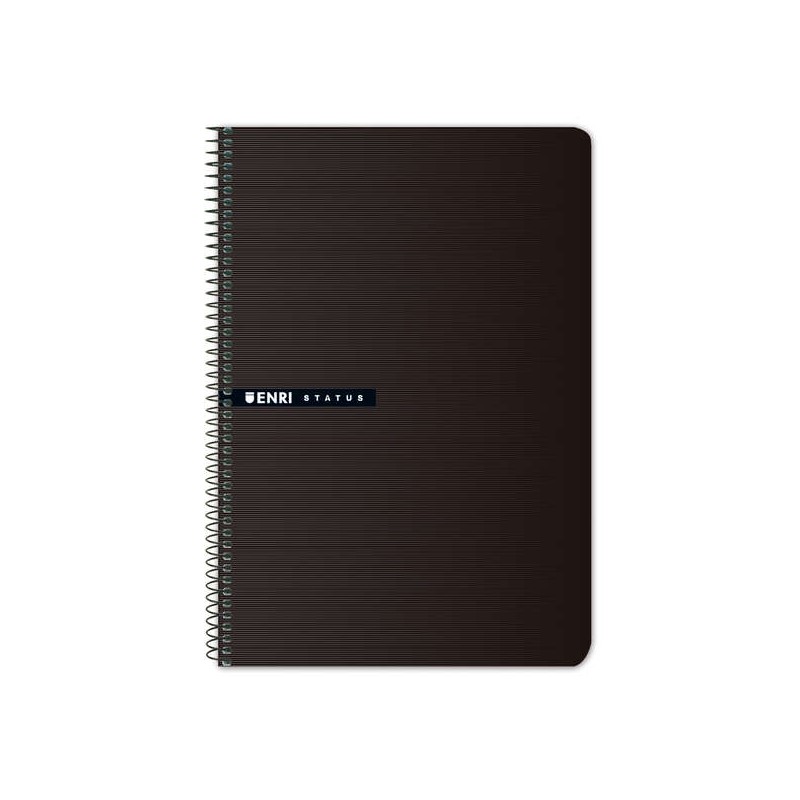 Enri Status Fº Quaderno a spirale con copertina rigida 4x4 - 100 fogli - Colore nero