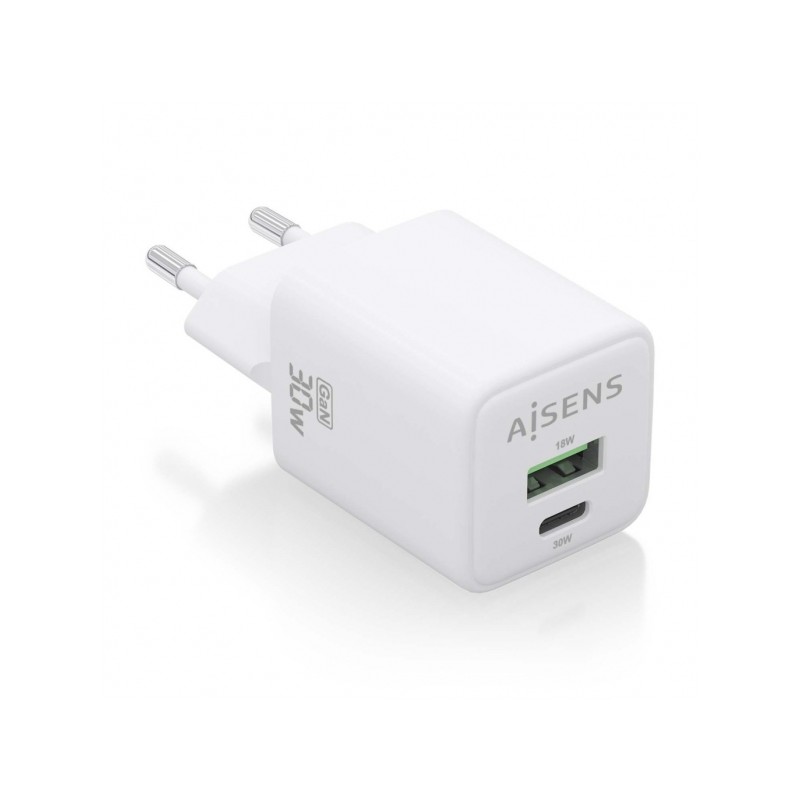 Caricatore Aisens USB-C 30W - Alta efficienza energetica - Tecnologia AI - Protezioni multiple - Ricarica rapida e sicur