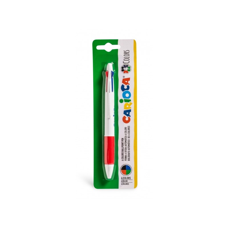 Penna a sfera Carioca 4 colori - Penna a sfera automatica - 4 colori in una sola penna - Punta Ø 1 mm - Vari colori