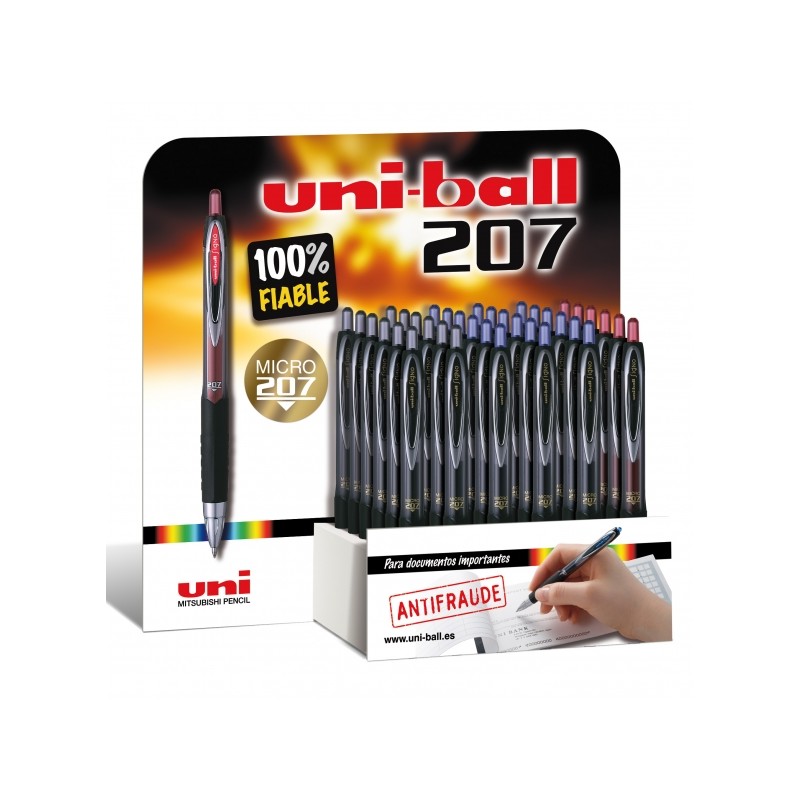 Uni-ball UMN-207 Display per cartelli da 36 rotelle - Punta a sfera 0.5 mm - Impugnatura in gomma anti-fatica - Inchiost