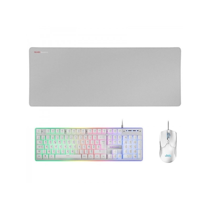 Mars Gaming MCPX Premium Gaming Combo - Tastiera H-MECH - Mouse 10K DPI - Mousepad XXL - Illuminazione FRGB - Multipiatt