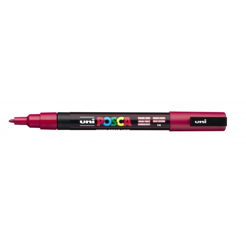 Posca PC-3M Pennarello - Punta conica 0.9-1.3 mm - Inchiostro a base d'acqua - Resistente alla luce - Colore rosso scuro