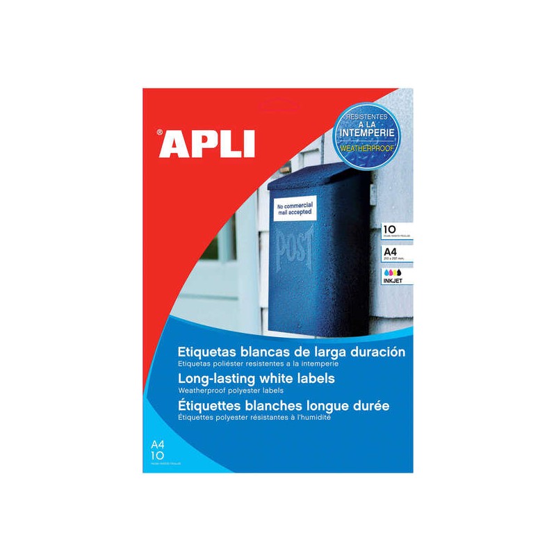 Etichette bianche resistenti alle intemperie Apli 99.1 x 139 mm 10 fogli