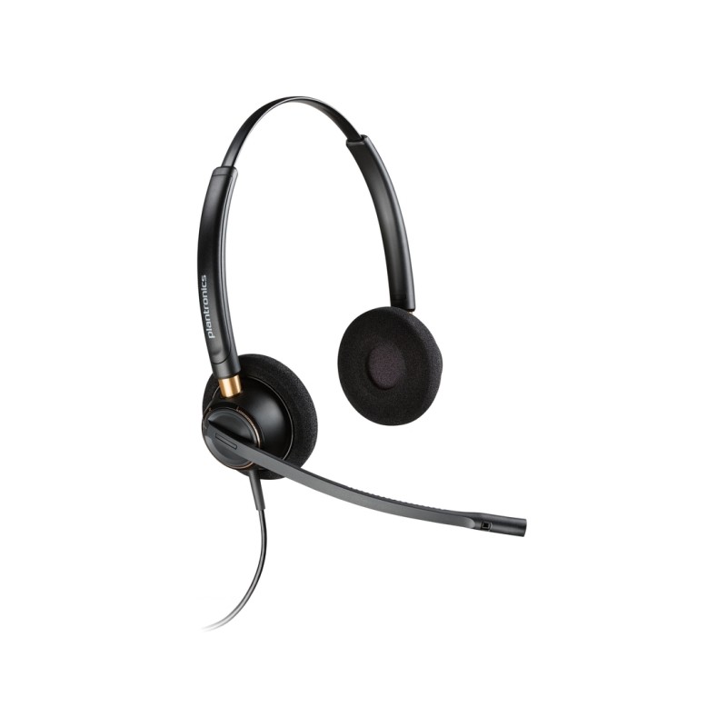 Plantronics/Poly EncorePro 520 Cuffia con microfono - Cancellazione del rumore - Cuscinetti auricolari imbottiti - Nero