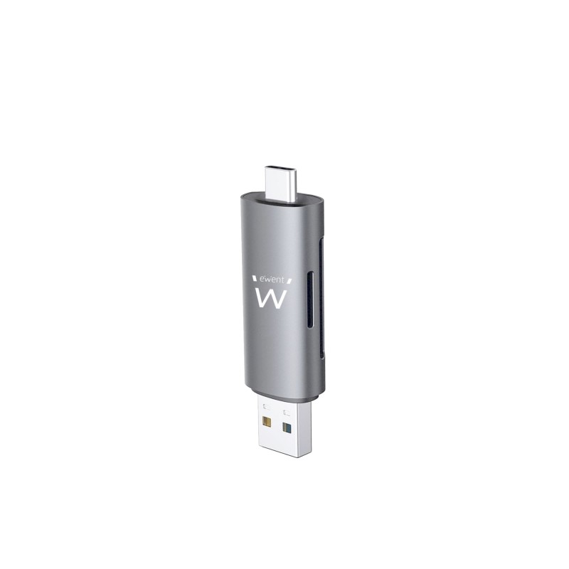 Ewent EW1075 Lettore di schede compatto USB 3.2 Gen1 (USB 3.0) con connettore USB C e USB A