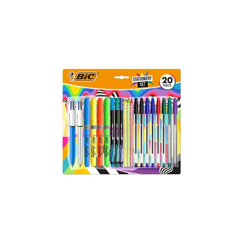 Bic Scrittura Multicolore Confezione assortita da 20 pezzi - 6 Bic Cristal Original. 2 Bic Cristal Fun. 2 Bic 4 Colori. 