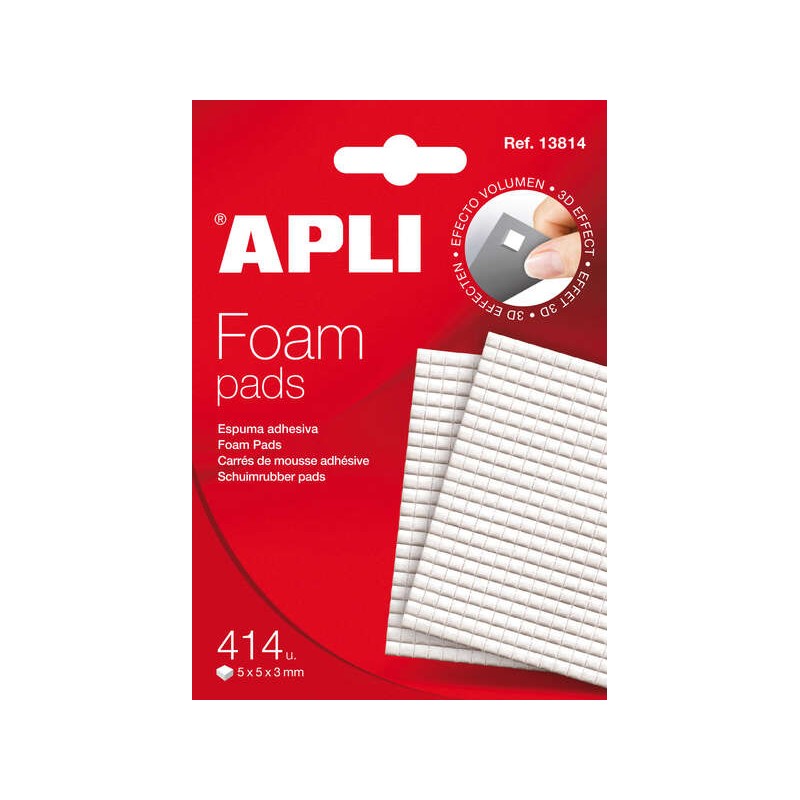 Apli 3D Foam Sticker 3D pretagliato 5x5x3mm - Facile da applicare - 414 unità - Bianco