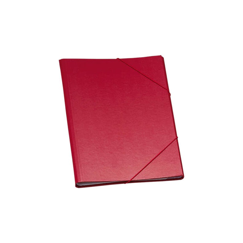 Cartella Dohe a 12 scomparti - Formato Folio - Cartone laminato - Chiusura con fascette di gomma - Colore rosso