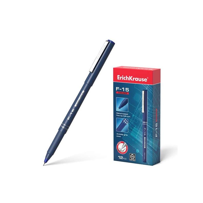 Erichkrause F-15 Penna per alimenti - 0.6 mm - Clip metallica - Colore blu