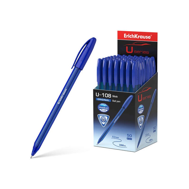 Penna a sfera classica Erichkrause U-108 - Penna a sfera da 1.0 mm - Tratto 0.3 mm - Cappuccio ventilato - Fusto trasluc