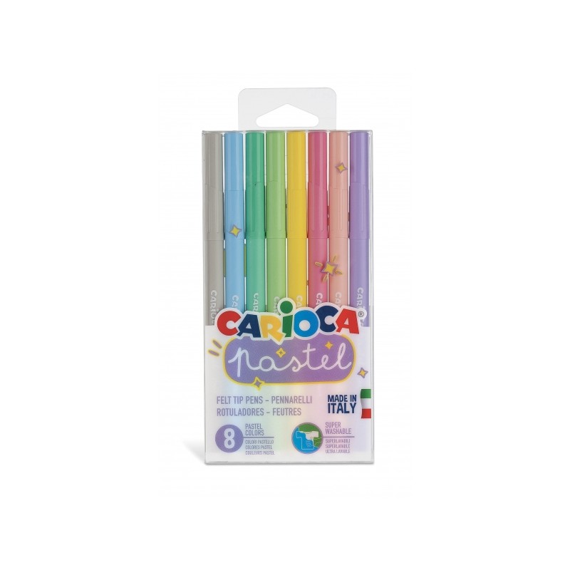 Confezione da 8 pastelli Carioca - Inchiostro super lavabile - Perfetto per colorare e sottolineare - Non tossico - Punt