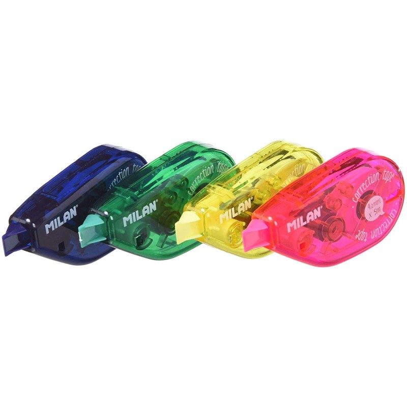 Milan Pocket Correction Tape - Correzione a secco - Rapida. pulita e precisa - 4.2 mm x 5 m - Per tutti i tipi di carta 