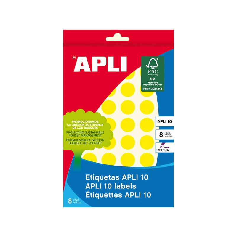 Etichette Apli 10 etichette gialle Ø 16 mm 8 fogli