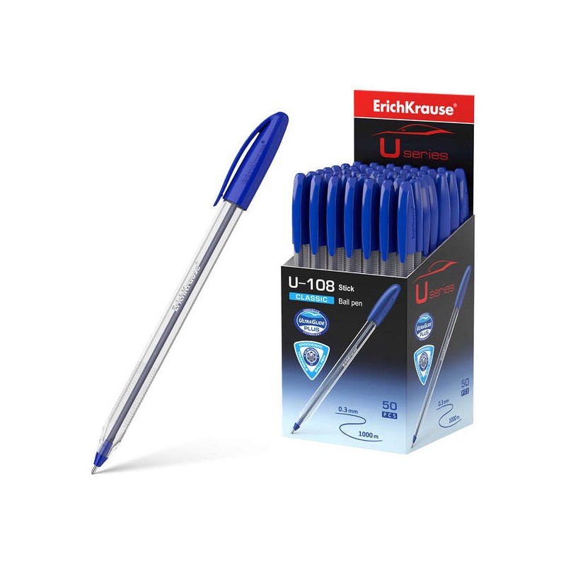 Penna a sfera Erichkrause U-108 Classic - Penna a sfera 1.0 mm - Tratto 0.3 mm - Cappuccio ventilato - Tecnologia Ultra 