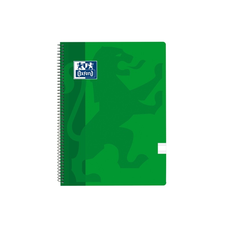 Quaderno a spirale Oxford School Classic Copertina in plastica Folio - Foderato 2.5 con margine - 80 fogli - Colore verd