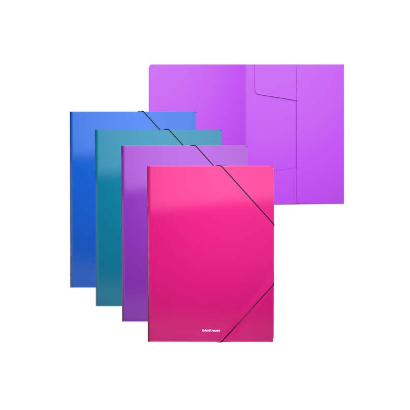 Erichkrause Confezione da 4 cartelline A4 opache e vivaci - in polipropilene - colori assortiti