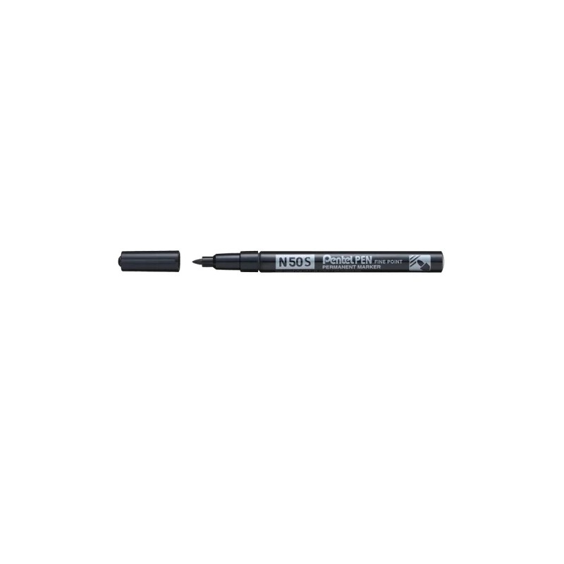 Pentel Pen N50S Marcatore permanente - Punta fine 3.18 mm - Resistente all'acqua e alla luce - Nero