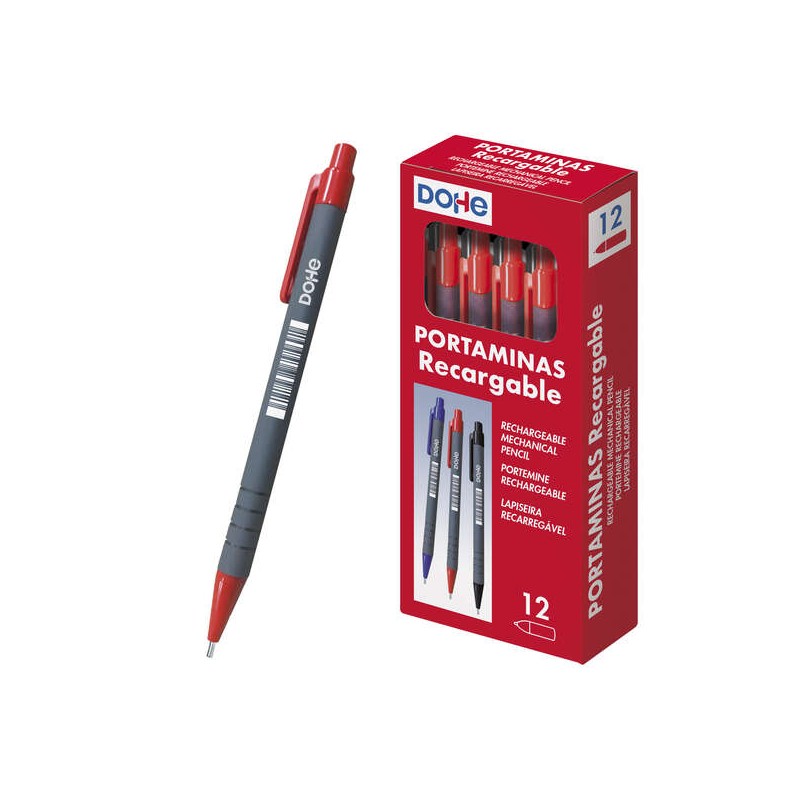 Matita meccanica ricaricabile Dohe - 0.5 mm - Fusto in plastica - Punta in metallo imbottita - Clip - Gomma a pulsante -