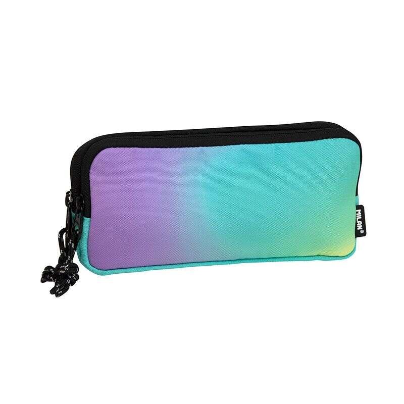 Portamatite Milan Sunset a 3 scomparti - Tessuto resistente agli strappi - Dimensioni 22x11x6.5 cm - Colore turchese