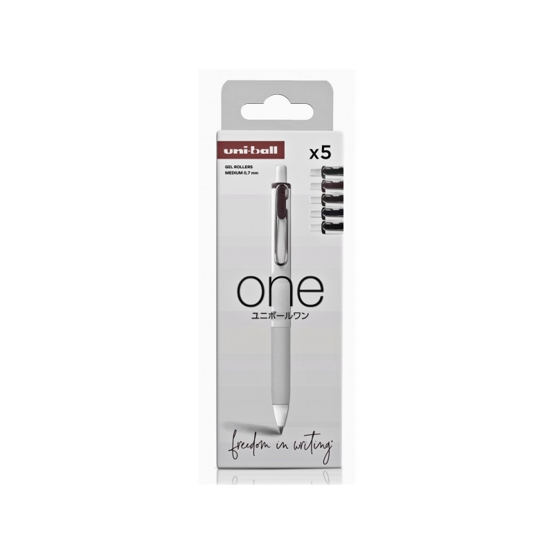 Uni-ball ONE UMN-S-07 Confezione da 5 penne a sfera a inchiostro liquido - Punta a sfera 0.7 mm - Scrittura ultra scorre