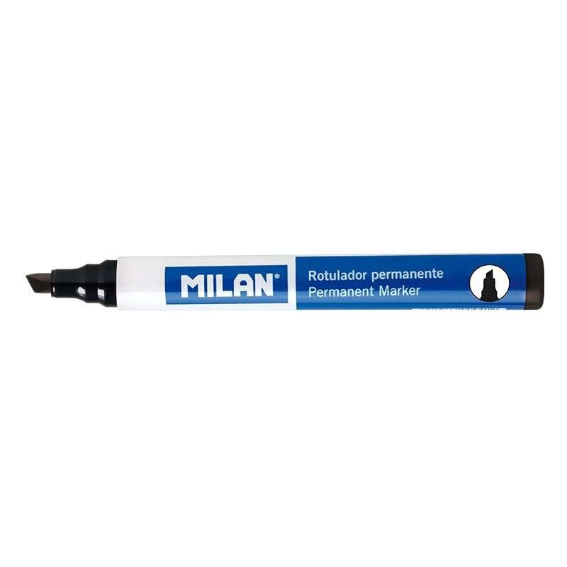 Milan Pennarelli permanenti - Punta smussata - 1 - 4 mm - Inchiostro a base di alcool - Colore nero