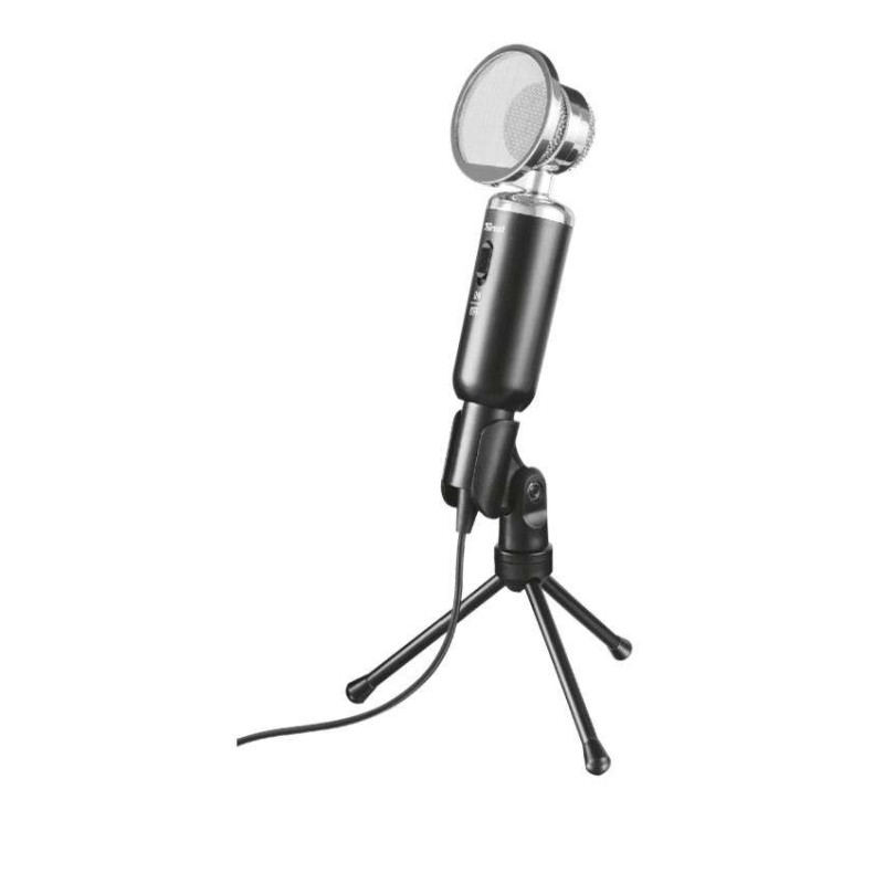 Trust Madell Microfono da tavolo - Pulsante Mute - Connessione Jack da 3.5 mm - Supporto per treppiede - Filtro a grigli