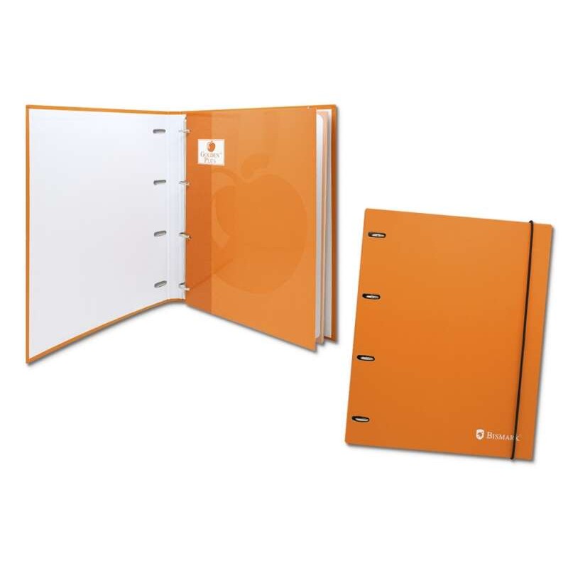 Raccoglitore Bismark a 4 anelli con 80 fogli a griglia 4x4 - Formato A4 - In cartone - Colore arancione