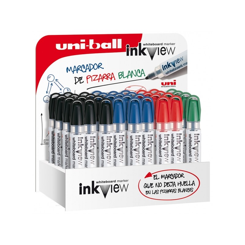 Uni-ball Inkview PWB-202 Display di 36 pennarelli per lavagna bianca - Punta affusolata 1.8-2.2 mm - Zona di livello del