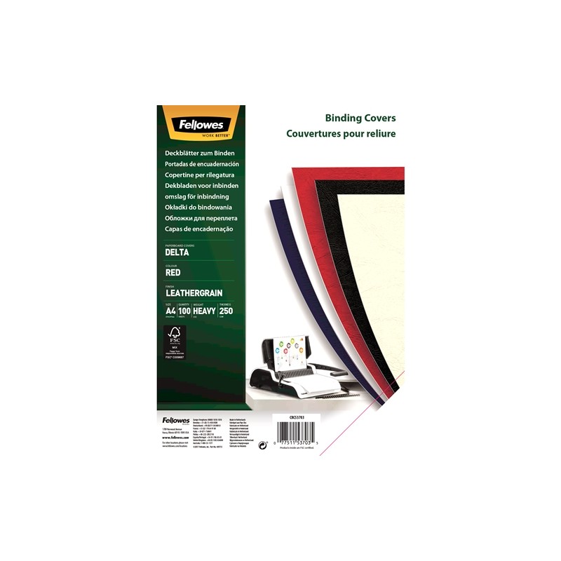 Fellowes Copertine in cartone - Formato A4 - Finitura simile alla pelle - Ampia gamma di colori e texture - Realizzate i