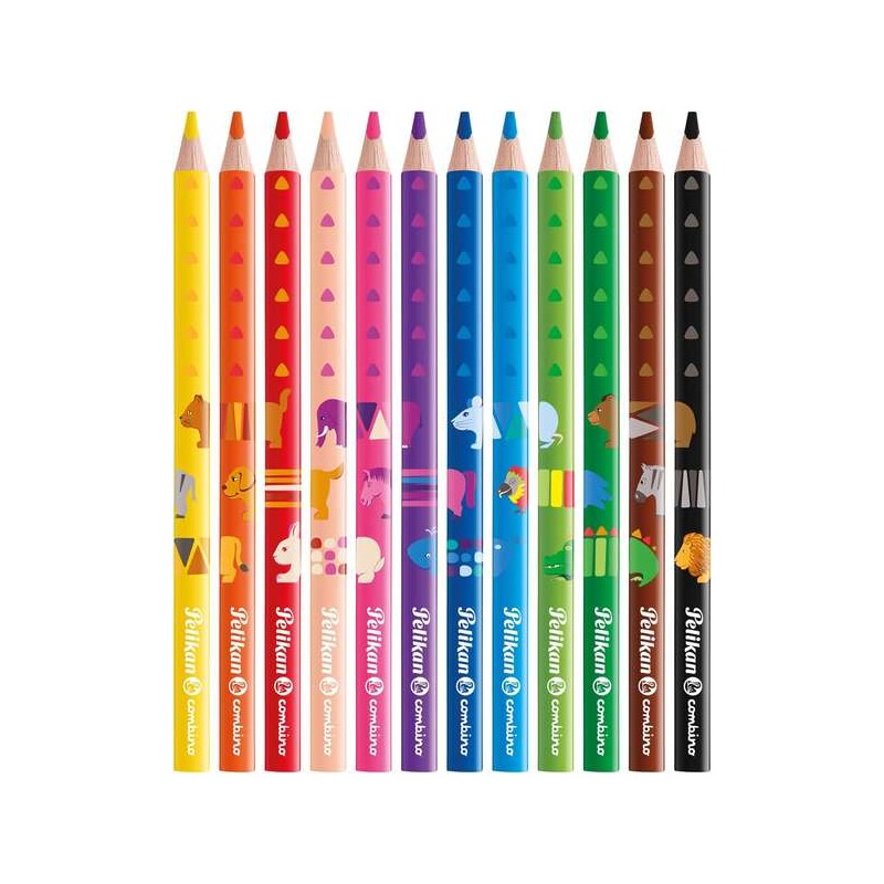 Pelikan Scatola di 12 matite colorate triangolari Jumbo - Mina anti-cracking - Certificazione FSC