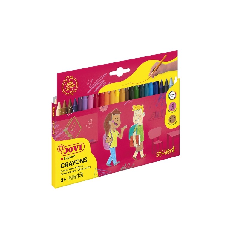 Pastelli Jovi per studenti Confezione da 24 pastelli - Resistente - Non macchia - Facile da graffiare - Finitura lucida 