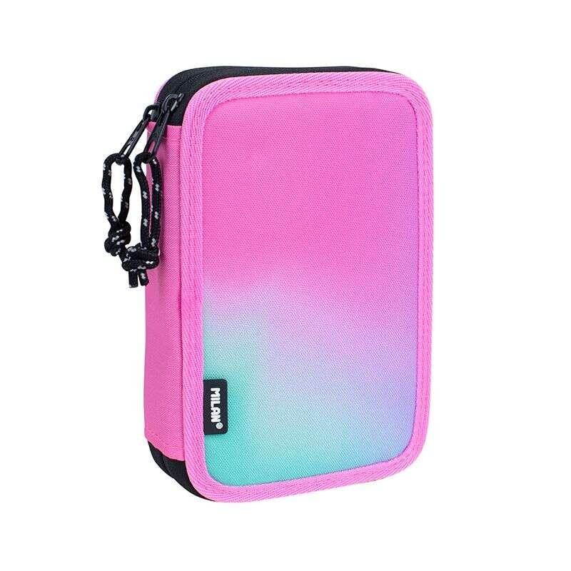 Milan Sunset Astuccio a 2 piani con 2 gomme. temperamatite. matita. penna compatta. righello. 12 matite colorate e 18 pe
