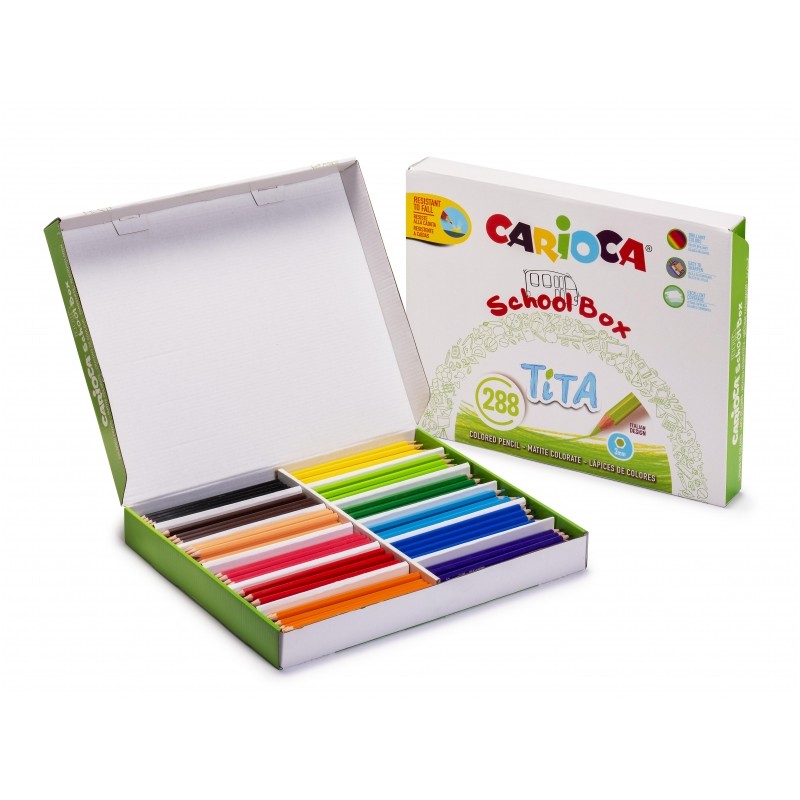 Carioca Tita Confezione da 288 matite esagonali in resina - mina Ø 3 mm - colori brillanti e lavabili - scrittura morbi