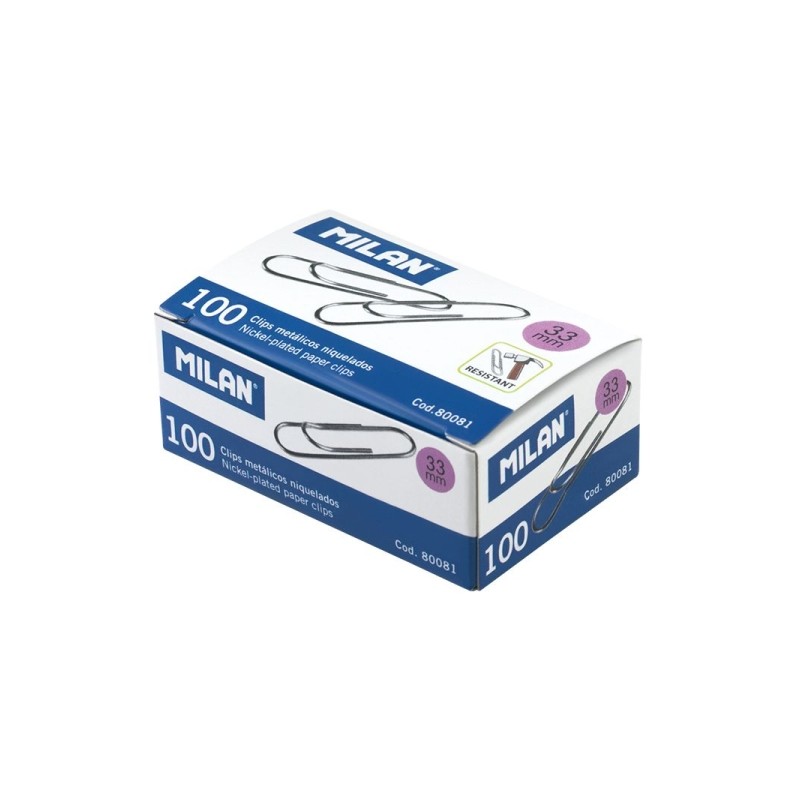 Milano Scatola di 100 fermagli nichelati per labiale 33 mm