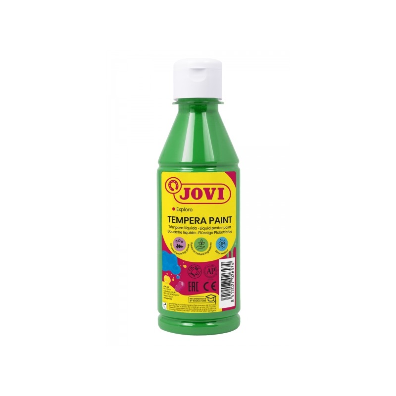 Jovi Tempera Paint Tempera liquida 250ml - A base d'acqua - Pronta all'uso - Alto potere coprente - Rapida essiccazione 
